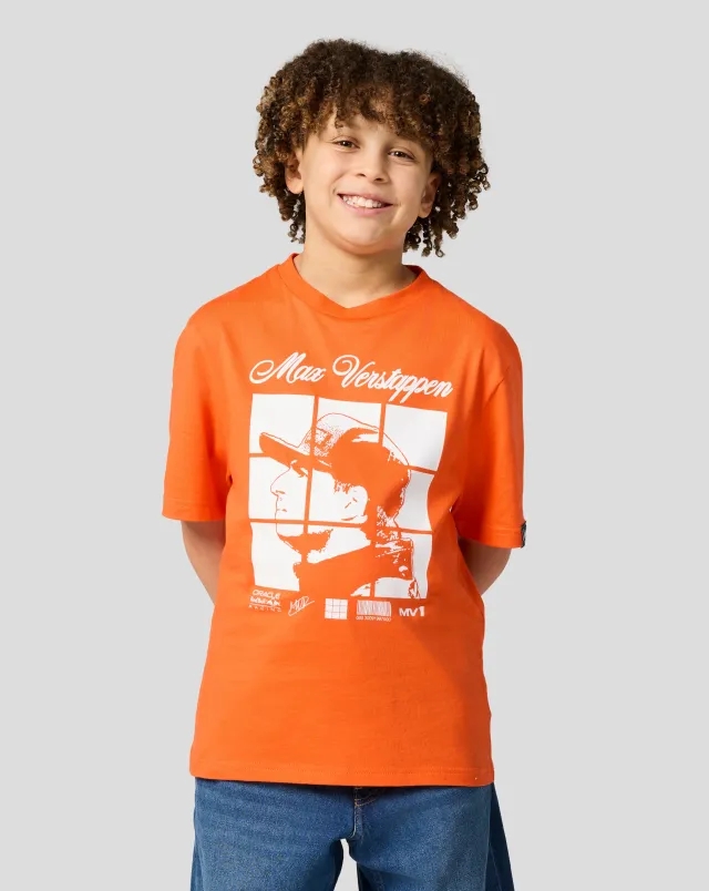 Castore Oracle Red Bull Racing Junior Max Verstappen Puzzle T-shirt - Exotic Orange