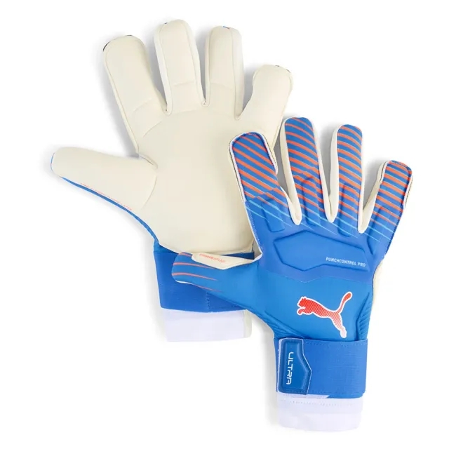 PUMA Ultra Ultimate Hybrid Goalkeeper Gloves Youth, Ultra Blue/Glowing Red