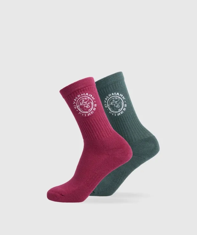  Legacy Crew 2pk - Raspberry Pink/Fog Green