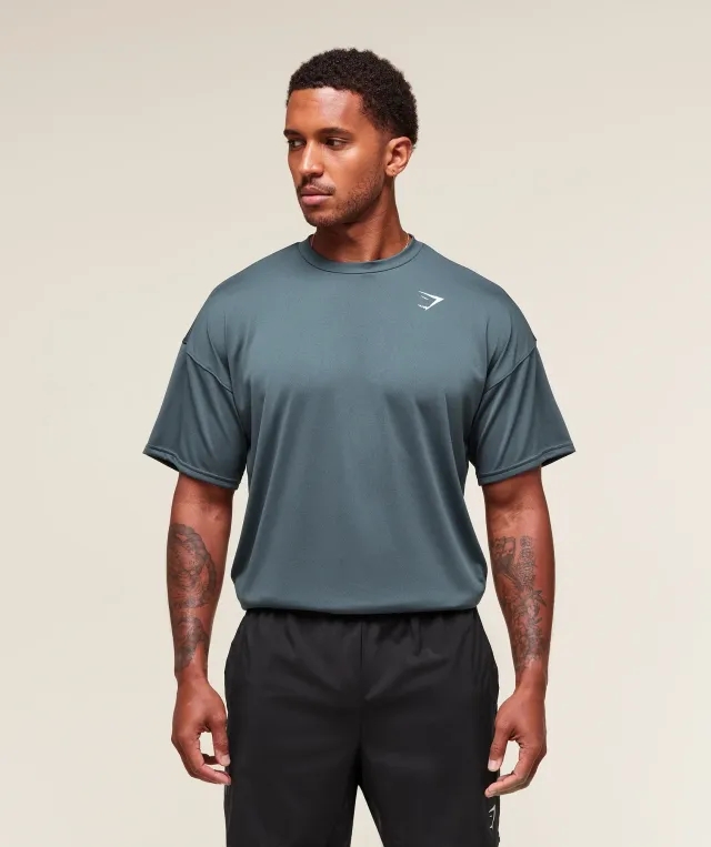  Oversized Performance T-Shirt - Titanium Blue