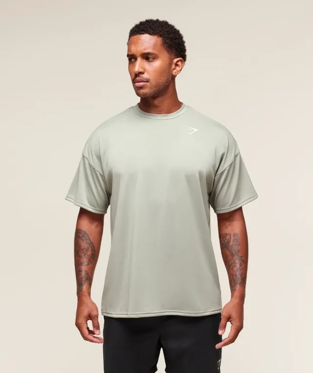  Oversized Performance T-Shirt - Stone Grey