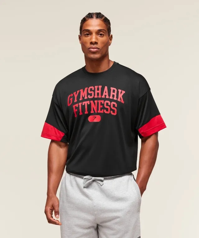  Varsity Oversized T-Shirt - Black/Conditioning Red