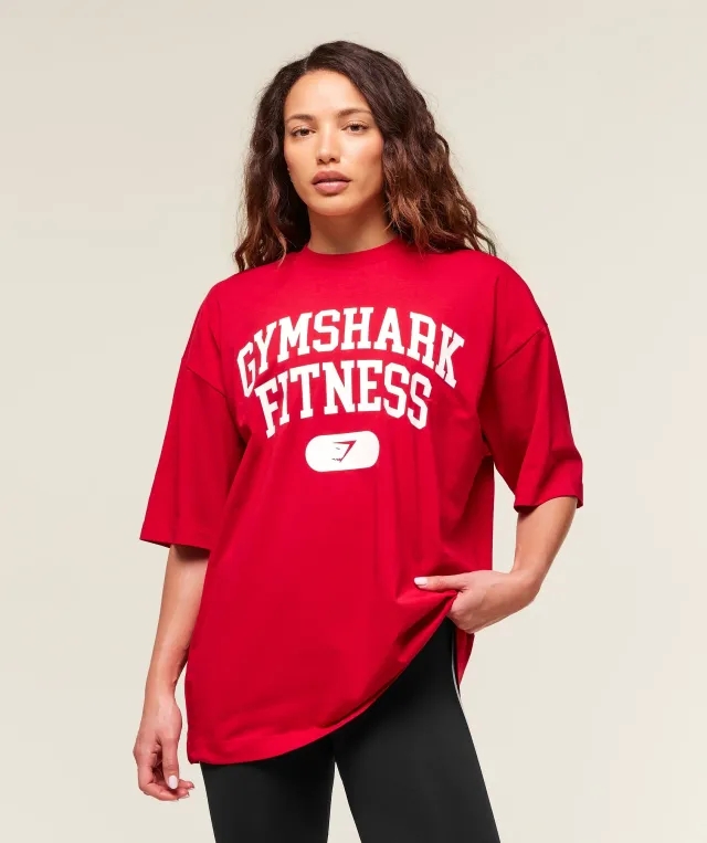  Varsity Graphic Oversized T-shirt - Conditioning Red