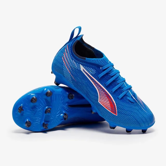 PUMA Ultra 6 Pro FG/AG Football Boots Youth, Ultra Blue/White/Glowing Red