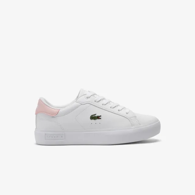 Lacoste Junior's Powercourt Sneakers - White & Light Pink