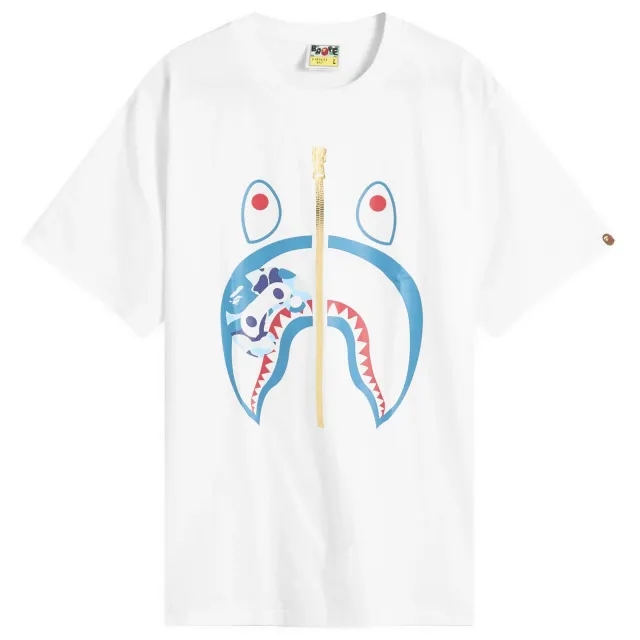 A Bathing Ape Men's Abc Camoilo Shark Tee White X Blue