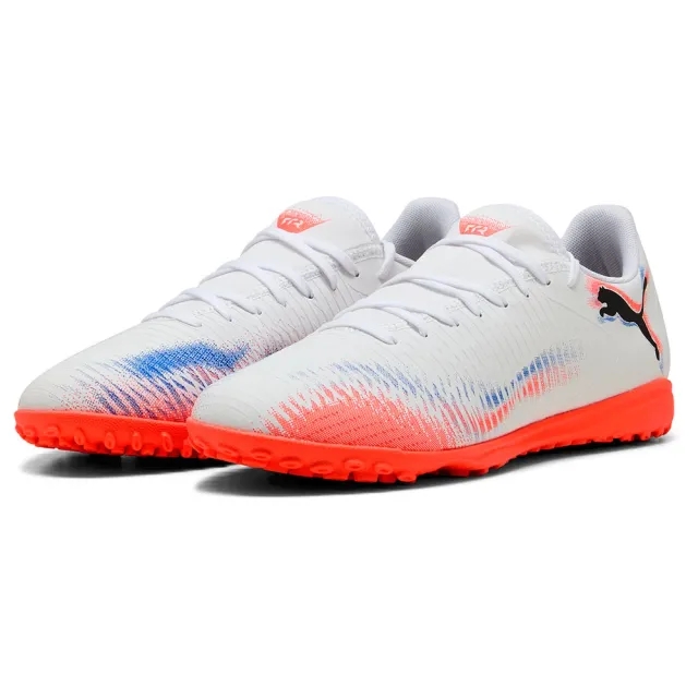 PUMA Future 8 Play TT Football Boots Unisex, White/Black/Glowing Red, size 10