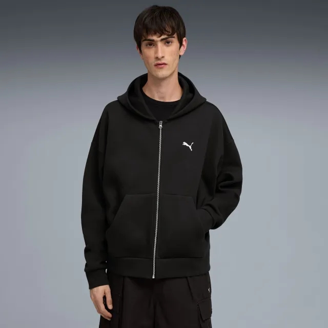 PUMA Wardrobe Essentials Boxy Full-Zip Hoodie Men, Black, size Large