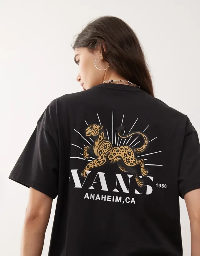Vans Leopard Palm Oversized Tee In Black