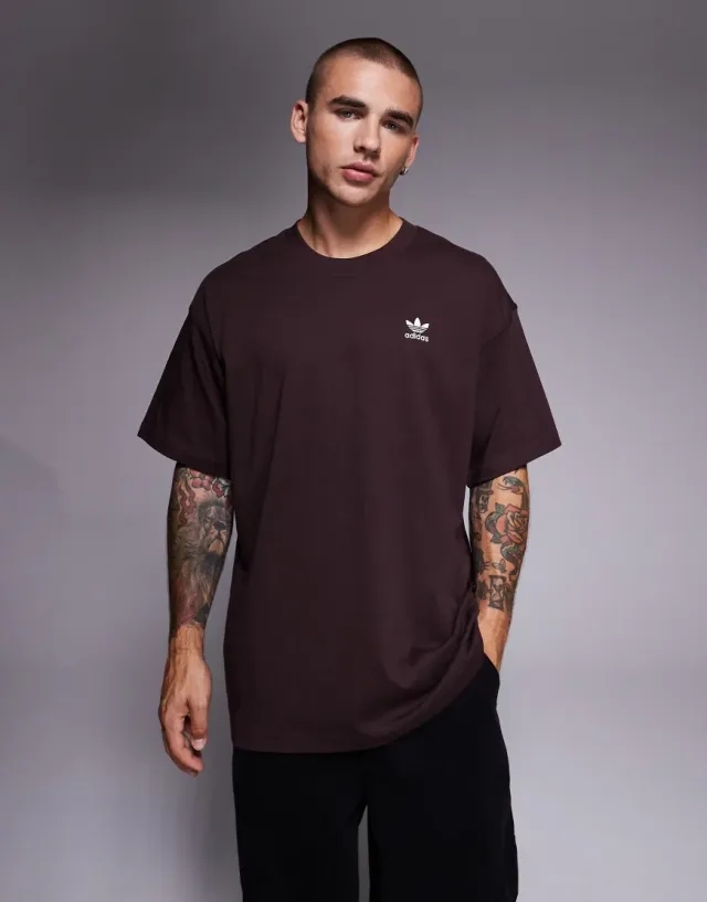 Adidas Originals Essentials Oversized T-Shirt In Brown