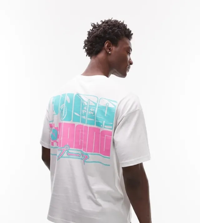 Puma Racing Back Print T-Shirt In White Exclusive At Asos