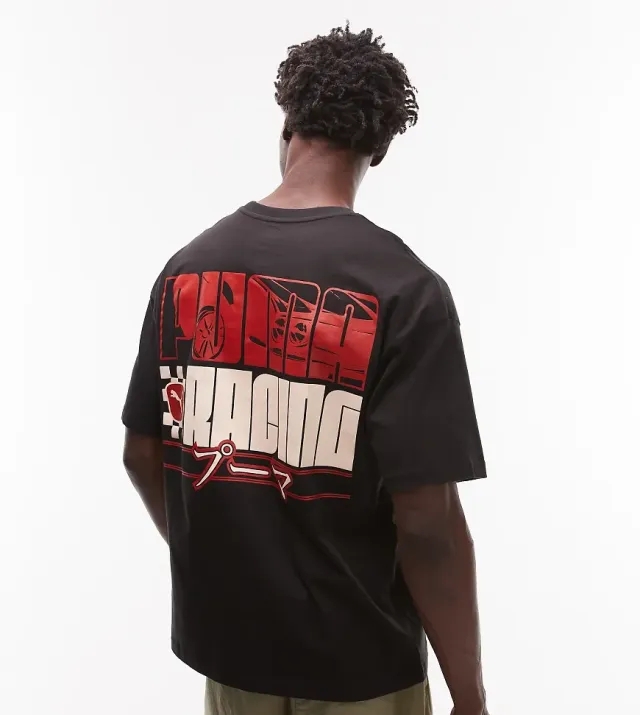 Puma Racing Back Print T-Shirt In Black Exclusive At Asos