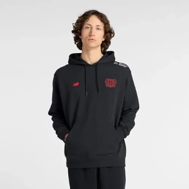 New Balance Men's Bayer 04 Terry Hoodie in Black Cotton
