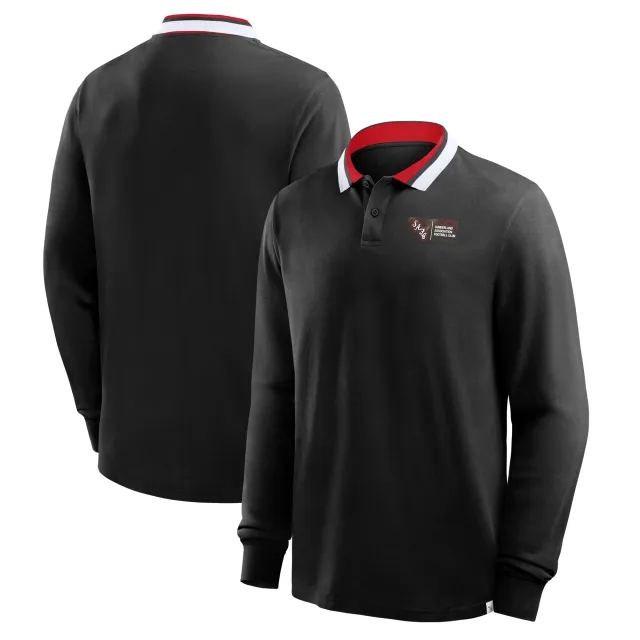Sunderland Classic Long Sleeve Tipped Polo Shirt - Black - Mens