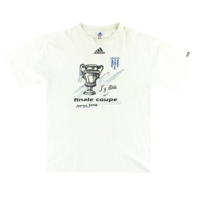 1997-98 Lausanne Sport adidas 'Finale Coupe Suisse' Graphic Tee L - Other European Clubs / Excellent / Large