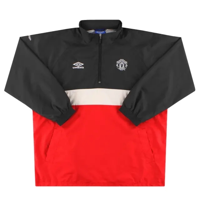 1998-00 Manchester United Umbro 1/4 Zip Hooded Drill Top L - Manchester United / Excellent / Large