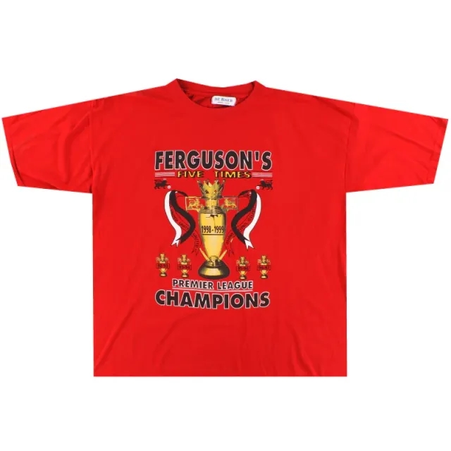 1998-99 Manchester United 'Five Times' Graphic Tee XL - Manchester United / Excellent / XL