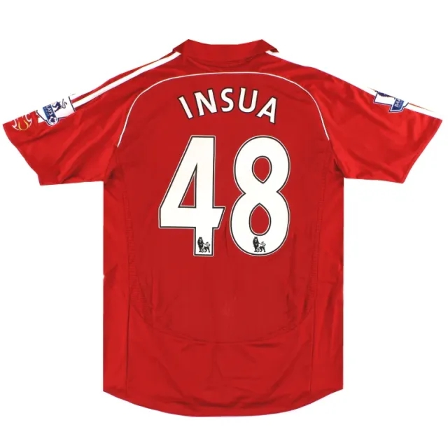 2007-08 Liverpool adidas Match Issue Home Shirt Insua #48 - Liverpool / Excellent / Large