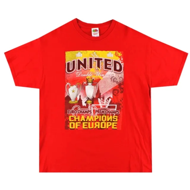 2008 Manchester United 'Double Winners' Graphic Tee XL - Manchester United / Excellent / XL