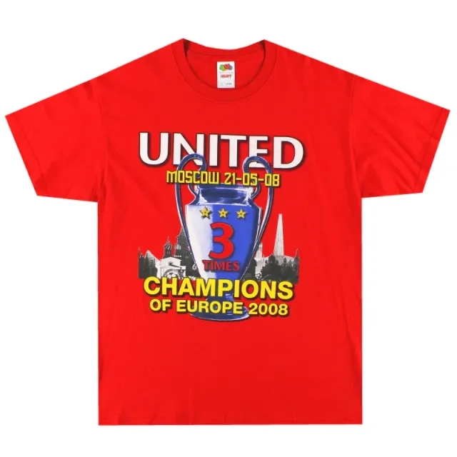 2008 Manchester United Champions League 'Champions' Tee L - Manchester United / Excellent / Large