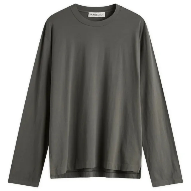 Our Legacy Men's Box Long Sleeve T-Shirt Grey Sage Clean Jersey