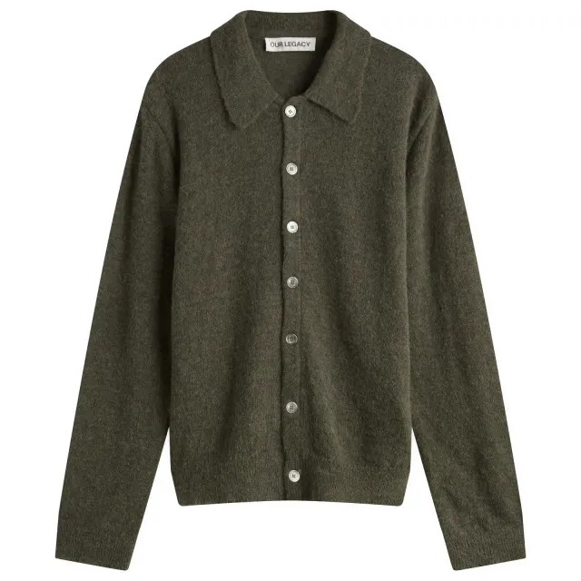 Our Legacy Men's Evening Polo Moss Green Fuzzy Alpaca