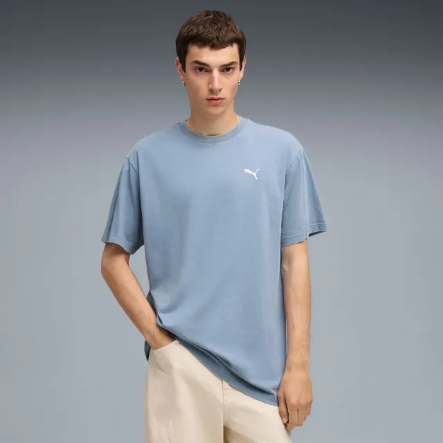 PUMA Essentials Elevated Relaxed Wash T-Shirt Men, Cool Blue, size Large