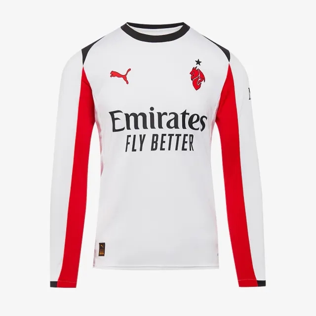PUMA AC Milan 25/26 Long Sleeve Away Jersey Men, White/For All Time Red, size 3XL