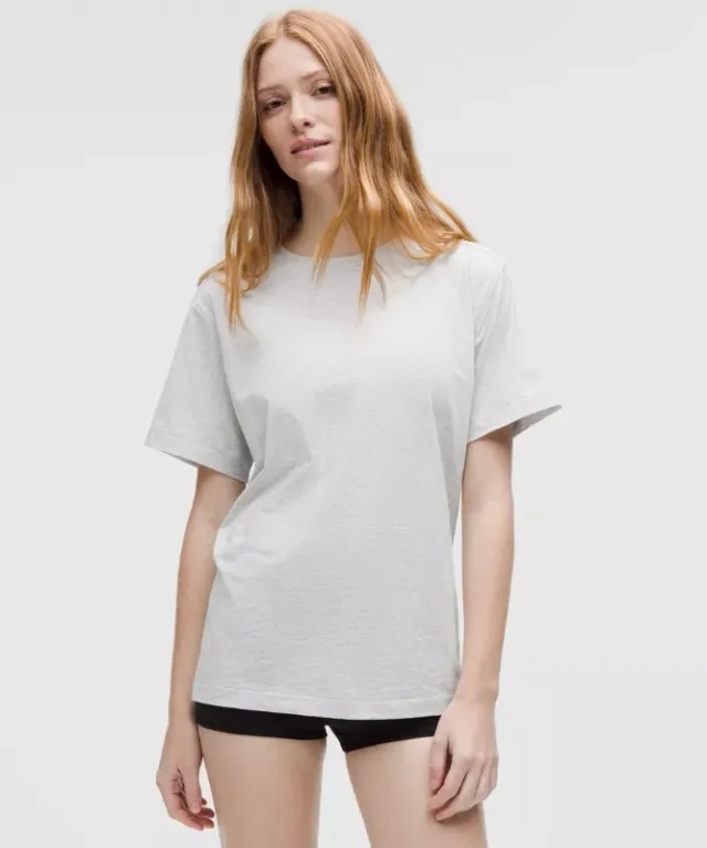 lululemon – Women's All Yours Organic Crewneck T-Shirt – Color Light Grey/Grey – Size L