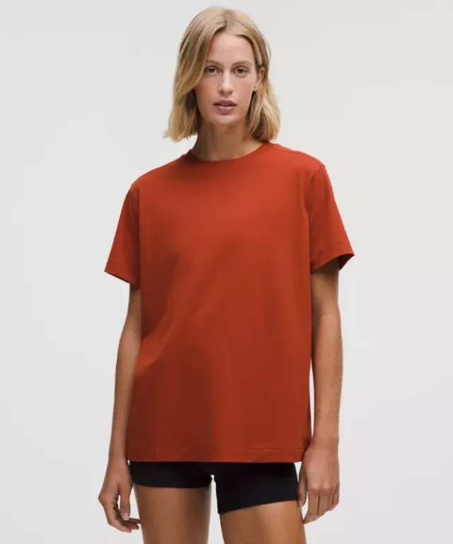 lululemon – Women's All Yours Organic Crewneck T-Shirt – Color Orange – Size L