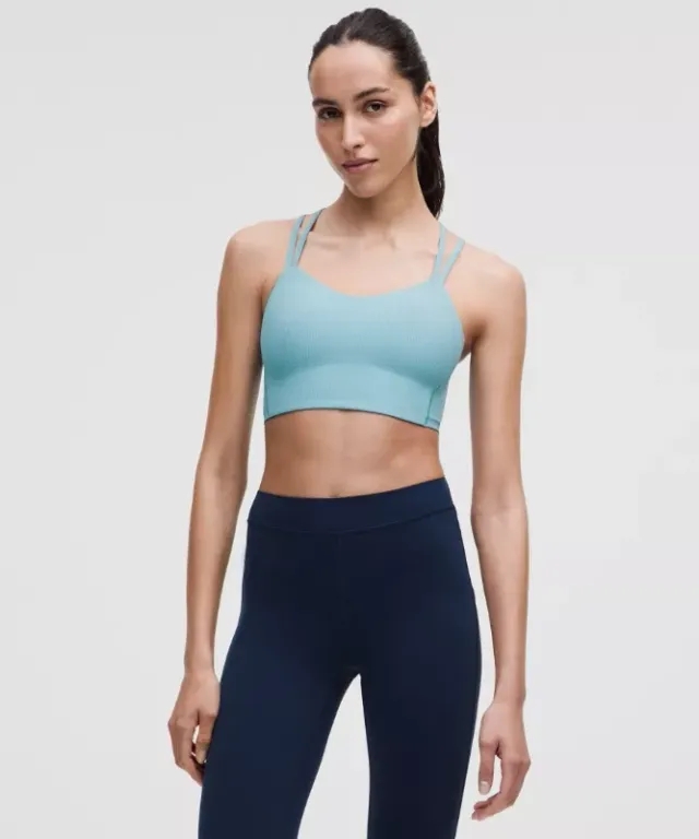 lululemon – Women's Like a Cloud Ribbed Longline Sports Bra Light Support, B/C Cup – Color Blue – Size 10