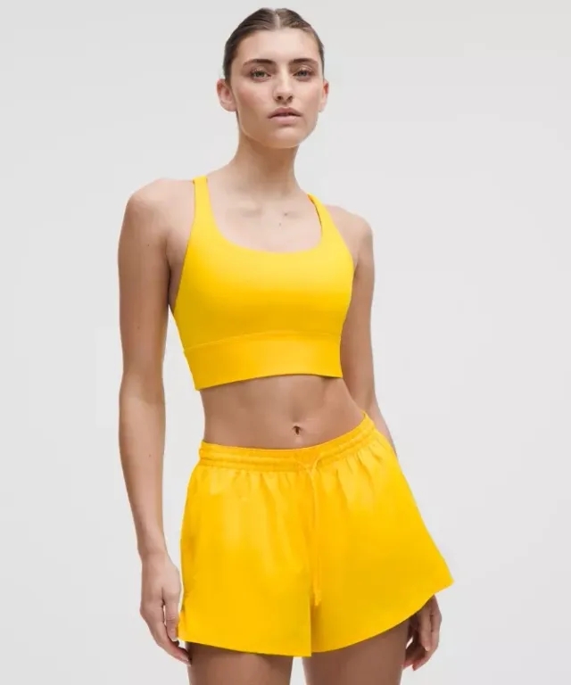 lululemon – Women's Energy Longline Sports Bra Medium Support, B-D Cups – Color Yellow – Size 10