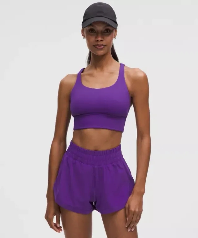 lululemon – Women's Energy Longline Sports Bra Medium Support, B-D Cups – Color Purple – Size 10