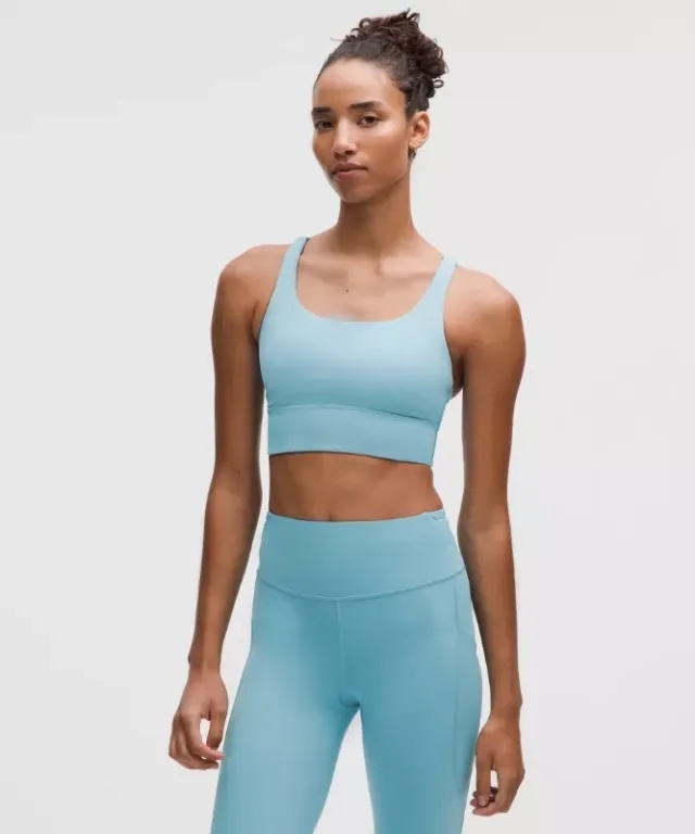 lululemon – Women's Energy Longline Sports Bra Medium Support, B-D Cups – Color Blue – Size 10