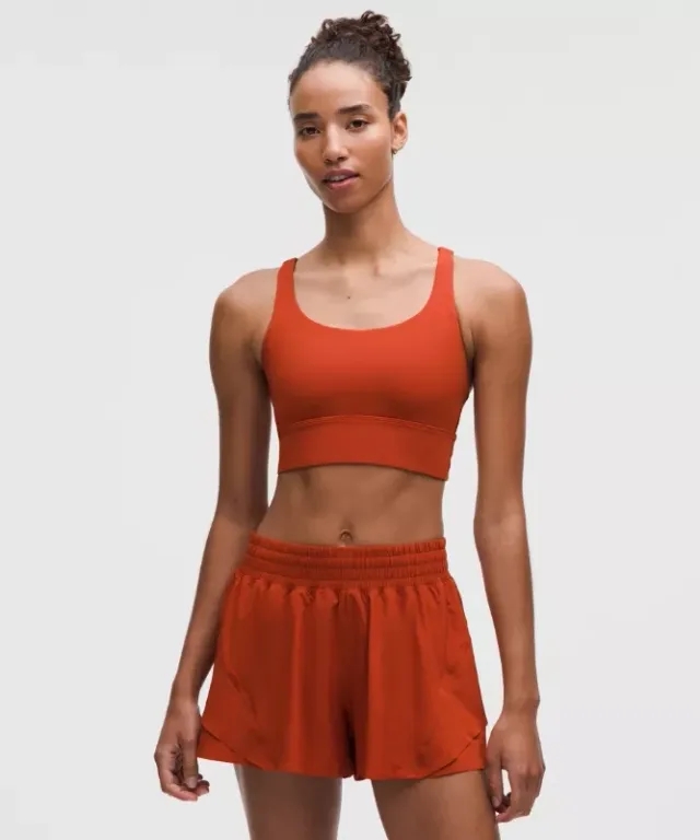 lululemon – Women's Energy Longline Sports Bra Medium Support, B-D Cups – Color Orange – Size 10