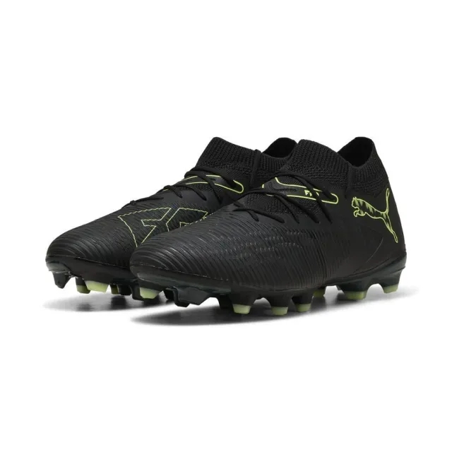 PUMA Future 8 Match FG/AG Football Boots Unisex, Black/Fizzy Light/Green Terrain