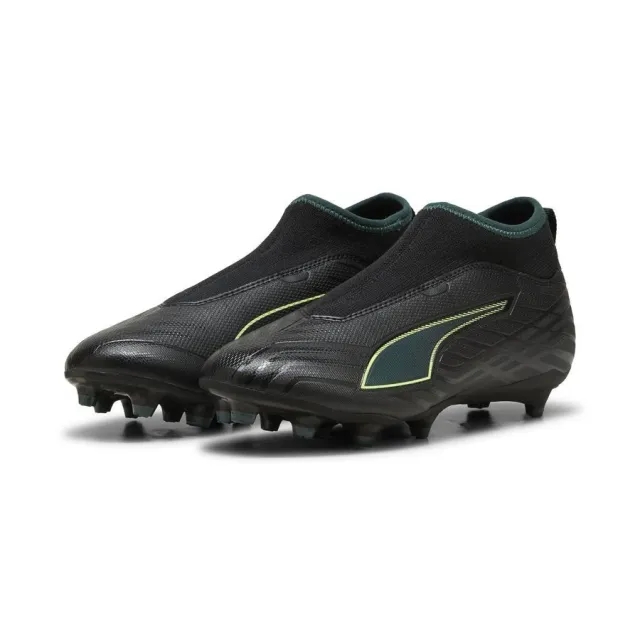 PUMA Ultra 6 Match+ FG/AG Laceless Football Boots Youth, Black/Fizzy Light/Green Terrain