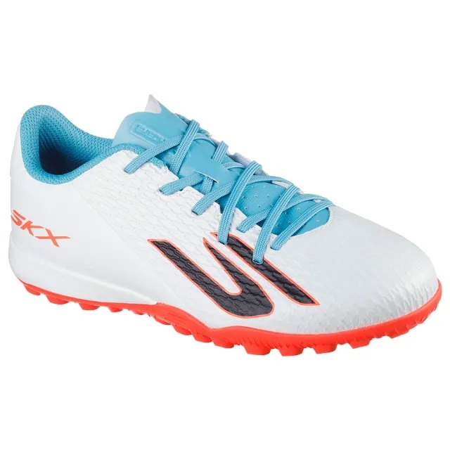 Skechers SKX_2 Jr Youth TF Shoes in White/Turquoise