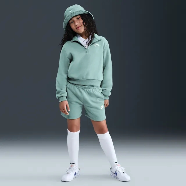 Nike Sportswear Club Fleece Older Kids' (Girls') 13cm (approx.) French Terry Shorts - Green - Cotton/Polyester