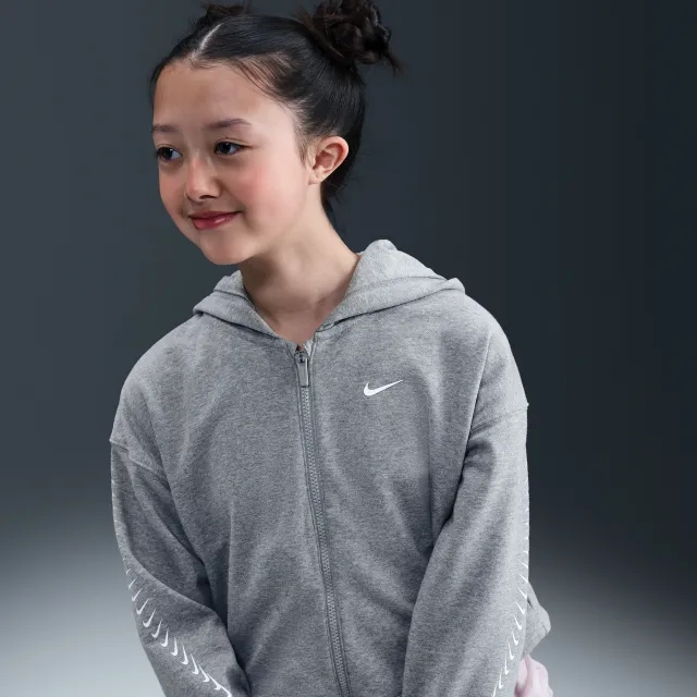 Nike Sportswear Girls' Dri-FIT Fleece Hoodie - Grey - Cotton/Polyester