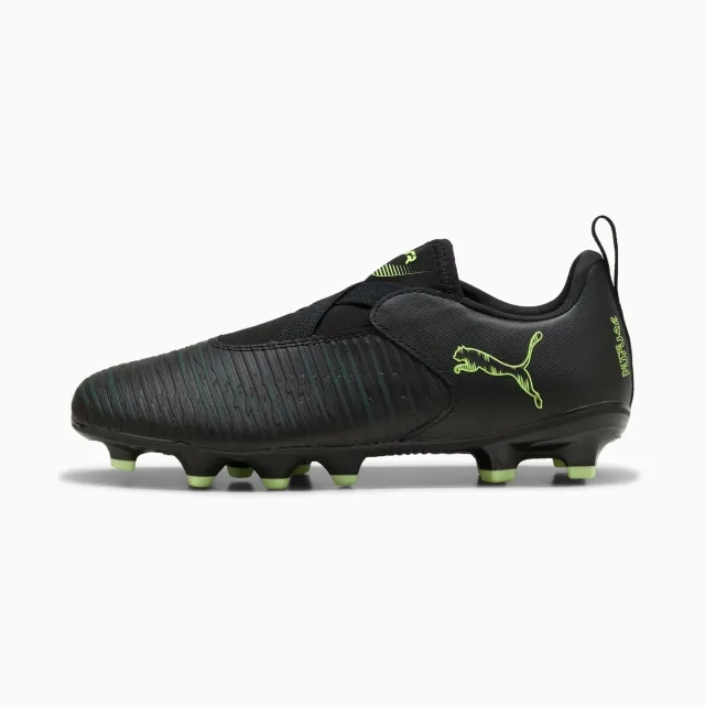 PUMA Future 8 Match FG/AG Laceless Football Boots Youth, Black/Fizzy Light/Green Terrain