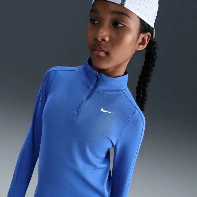 Nike Girls' Dri-FIT Long-Sleeve 1/4-Zip Top - Blue - Polyester