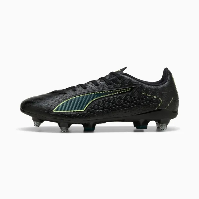 PUMA Ultra 6 Play MxSG Football Boots Unisex, Black/Fizzy Light/Green Terrain, size 10