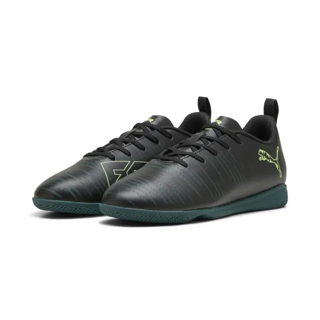 PUMA Future 8 Play Futsal Boots Youth, Black/Fizzy Light/Green Terrain, size 1