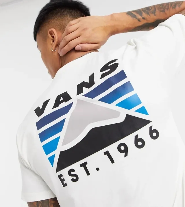 Vans Mountain Back Print Tshirt In Cream Exclusive At Asos-White