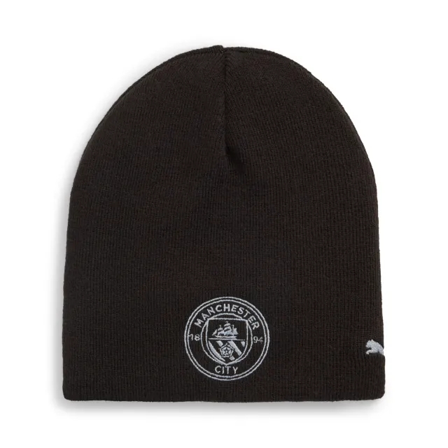 PUMA Manchester City Reversible Beanie Hat, Black/Silver