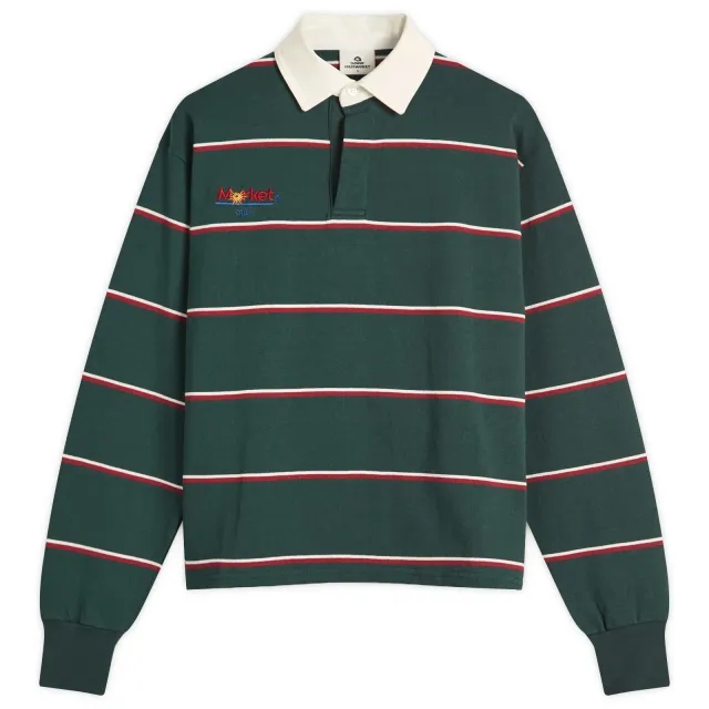 SUNDAYFRUITMARKET Women's Sun Stripe Collar T-Shirt Green