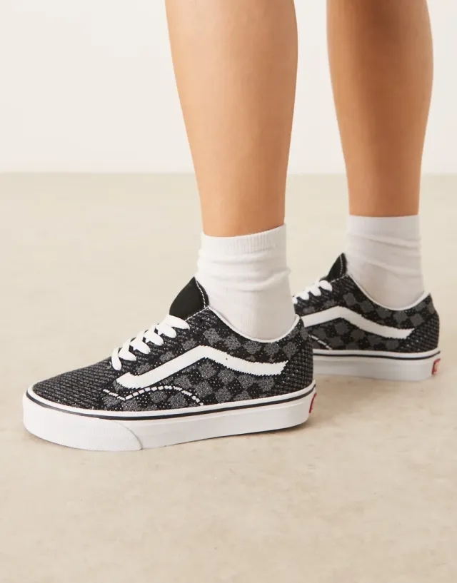 Vans Old Skool Ek Knitted Upper Trainers In Black And Grey Checkerboard