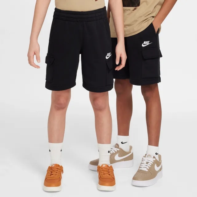 Nike Sportswear Club Older Kids' French Terry Cargo Shorts - Black - Fleece > Club Fleece