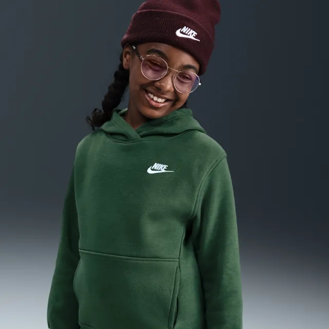Nike Sportswear Club Fleece Older Kids' Pullover Hoodie - Green - Fleece > Club Fleece